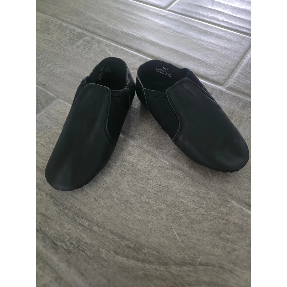 Stelle Kids Black Leather Slip On Jazz Shoes Split Sole Dance Size 10MT
